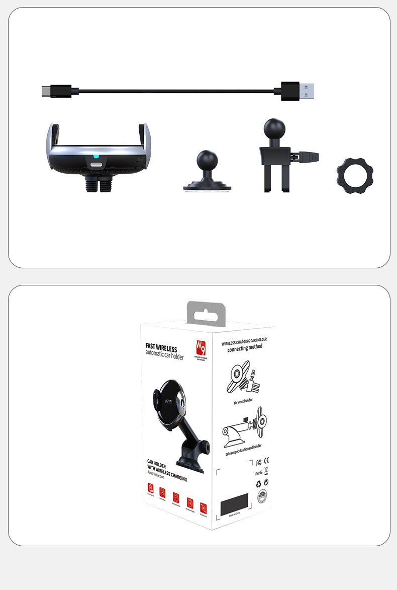 Cargador inalámbrico 15 W para coche con soporte magnético y ventosa | Rotación 360°